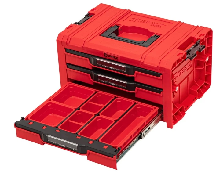 Модульний ящик для інструментів з трьома висувними ящиками Qbrick System PRO Drawer 3 Toolbox Expert Red Ultra - зображення 2