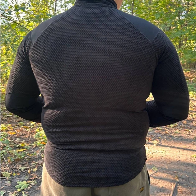 Мужская флисовая кофта Han-Wild Grid Fleece из вафельного флиса/соты с защитными нейлоновыми накладками, размер 3XL, Черный - изображение 3
