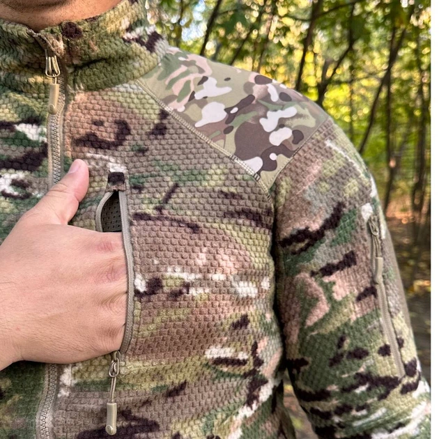 Кофта флісова чолвіча Han-Wild Grid Fleece вафельний фліс/соти з захисними нейлоновими накладками L, Мультикам - зображення 10