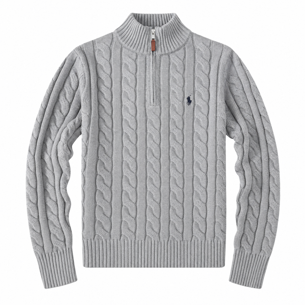 Світер в'язаний Polo Ralph Lauren 1/3 zip розмір XXL сірий колір (r8d-46y-isu) - Фото 1 Світер в'язаний Polo Ralph Lauren 1/3 zip розмір XXL сірий колір (r8d-46y-isu) - зображення 1