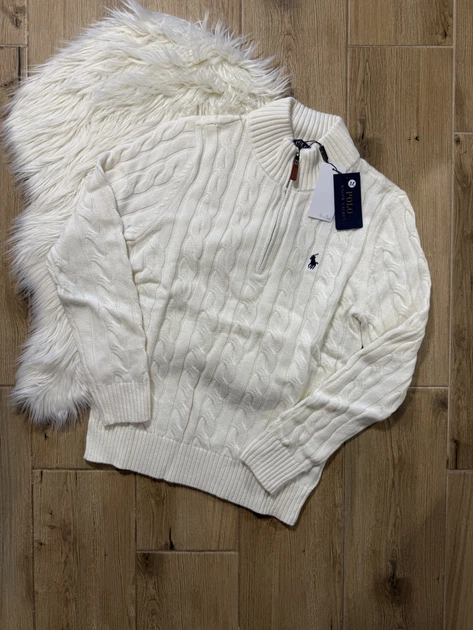 Свитер вязанный Polo Ralph Lauren 1/3 zip размер S белый цвет (hke-cg3-hpd) - Фото 3 Свитер вязанный Polo Ralph Lauren 1/3 zip размер S белый цвет (hke-cg3-hpd) - изображение 3