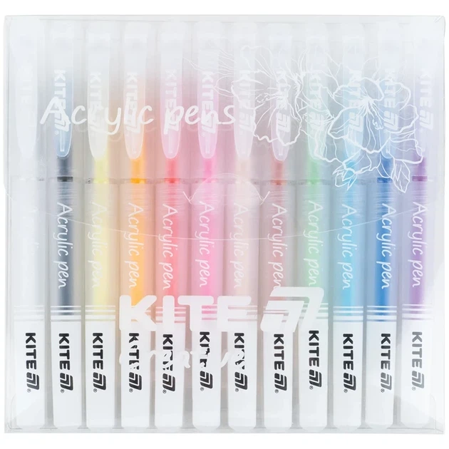 Ручки акриловые Kite Creative набор 12шт K-1295 - Фото 4 Ручки акриловые Kite Creative набор 12шт K-1295 - изображение 4