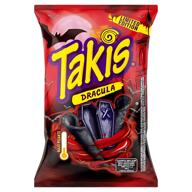 Лимитированные черные чипсы Takis Dracula Halloween Limited Edition 100 г - Фото 1 Лимитированные черные чипсы Takis Dracula Halloween Limited Edition 100 г - изображение 1
