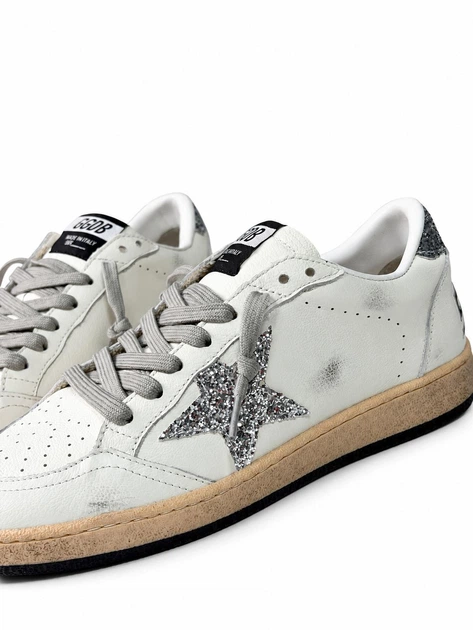 Женские кеды Golden Goose белые с перфорацией, серебристой блестящей звездой и серыми шнурками размер 40 - изображение 5