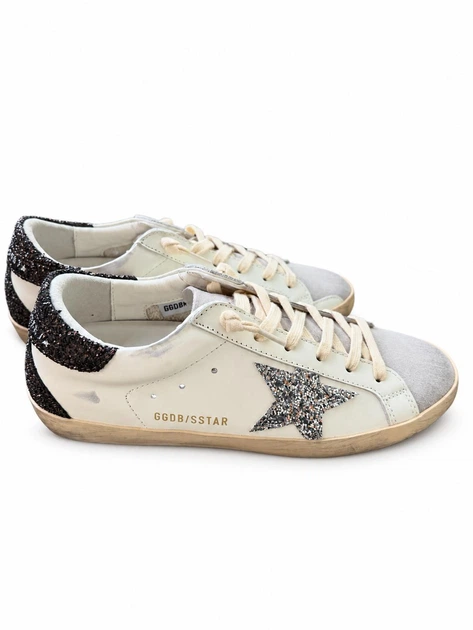 Женские кеды Golden Goose GGDB бело-серебристые из натуральной кожи с блестящей звездой в полной упаковке размер 37 - изображение 7