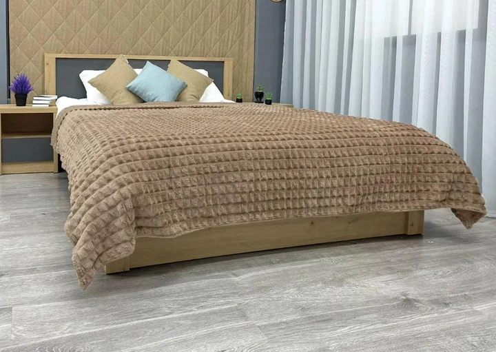 Покрывало из плюша (220×240см). Цвет светло-коричневый - изображение 7