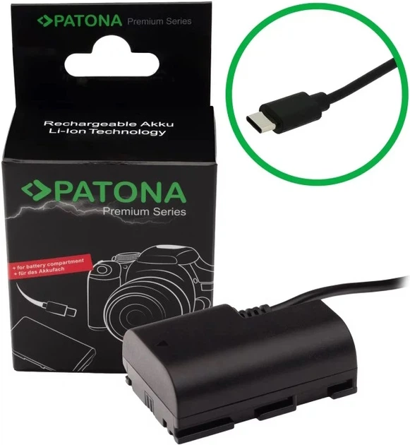 Адаптер PATONA Dummy USB-C для Canon LP-E6 LP-E6N LP-E6NH XC10 EOS R, R5, R6, 90D, 80D (4055655235877) - Фото 5 Адаптер PATONA Dummy USB-C для Canon LP-E6 LP-E6N LP-E6NH XC10 EOS R, R5, R6, 90D, 80D (4055655235877) - зображення 5