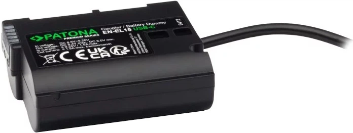Adapter PATONA Dummy USB-C do Nikon EN-EL15 Z5 Z6 Z7 D500 D800 D850 D7000 D7100 D7200 VFB12802 (4055655235884) - Zdjęcie 2 Adapter PATONA Dummy USB-C do Nikon EN-EL15 Z5 Z6 Z7 D500 D800 D850 D7000 D7100 D7200 VFB12802 (4055655235884) - obraz 2