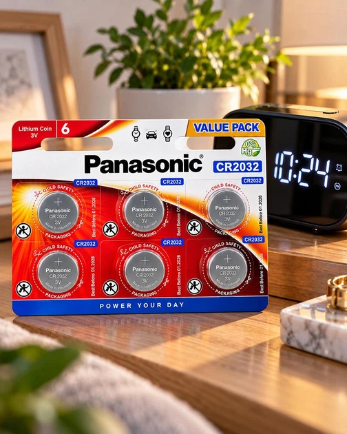 Батарейка літієва Panasonic CR 2032 3V 6 штук в упаковці (5410853043836) - Фото 4 Батарейка літієва Panasonic CR 2032 3V 6 штук в упаковці (5410853043836) - зображення 4