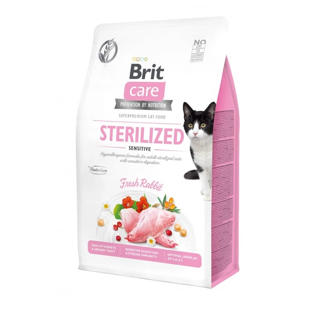 Сухой корм Brit Care Cat GF Sterilized Sensitive для стерилизованных кошек с чувствительным пищеварением, с кроликом, 400 г - Фото 1 Сухой корм Brit Care Cat GF Sterilized Sensitive для стерилизованных кошек с чувствительным пищеварением, с кроликом, 400 г - изображение 1