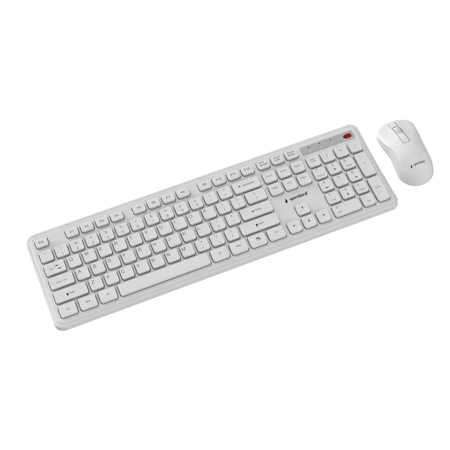 Комплект клавіатура + миша Gembird KBS-WPS-01 Slim Pro Business бездротовий US розкладка White (8716309137027) - Фото 3 Комплект клавіатура + миша Gembird KBS-WPS-01 Slim Pro Business бездротовий US розкладка White (8716309137027) - зображення 3