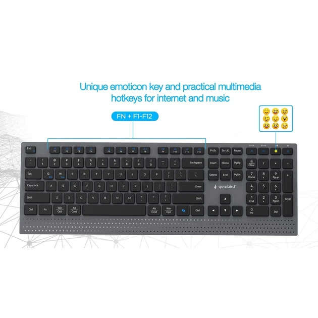 Комплект клавіатура + миша Gembird KBS-WPS-02 бездротовий US розкладка Black (8716309136891) - зображення 7