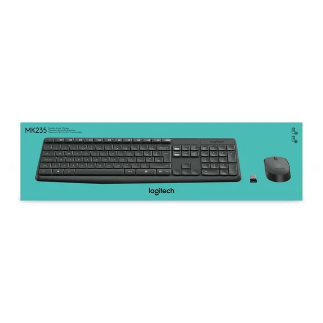 Комплект клавіатура + миша Logitech MK235 бездротовий US розкладка Black (5099206063976) - Фото 2 Комплект клавіатура + миша Logitech MK235 бездротовий US розкладка Black (5099206063976) - зображення 2