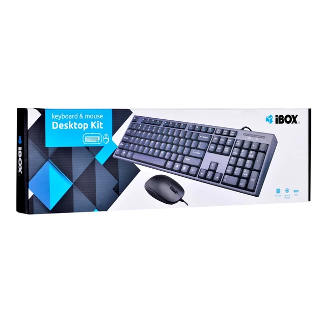 Комплект клавіатура + миша iBOX IKMS606 800 DPI US розкладка Black (5901443053897) - Фото 7 Комплект клавіатура + миша iBOX IKMS606 800 DPI US розкладка Black (5901443053897) - зображення 7