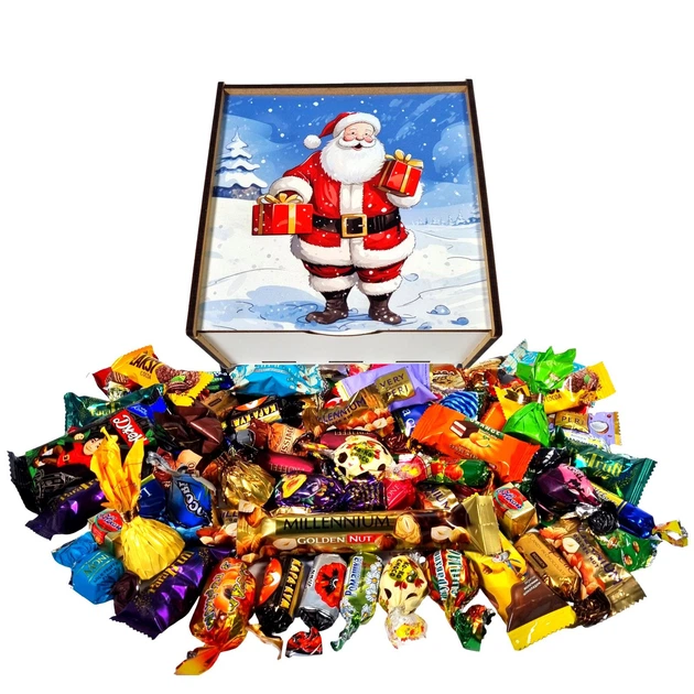 Подарок новогодний №38/12 "Санта с подарками", 1025 г (20х20х9 см, в деревянной коробке), Уникальная конфета, (2026_38_12) - Фото 4 Подарок новогодний №38/12 "Санта с подарками", 1025 г (20х20х9 см, в деревянной коробке), Уникальная конфета, (2026_38_12) - изображение 4