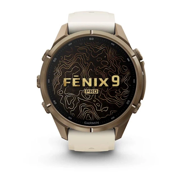 Смарт-годинник GARMIN Fenix 9 Pro inReach 43mm Autumn Gold Titanium with Cream/French Gray Silicone Band (010-04335-20/21) - зображення 2