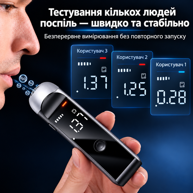 Алкотестер Black 1000 цифровий портативний без мундштука - зображення 5