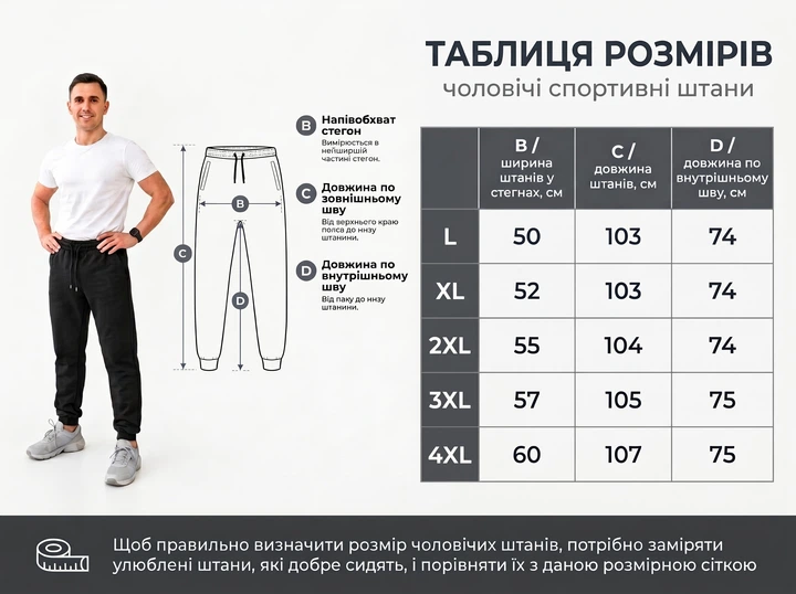 Чоловічі спортивні штани-джогери TREND LUXE (турецька тканина «пеньє» на флісі) чорні, розмір 2XL - зображення 5