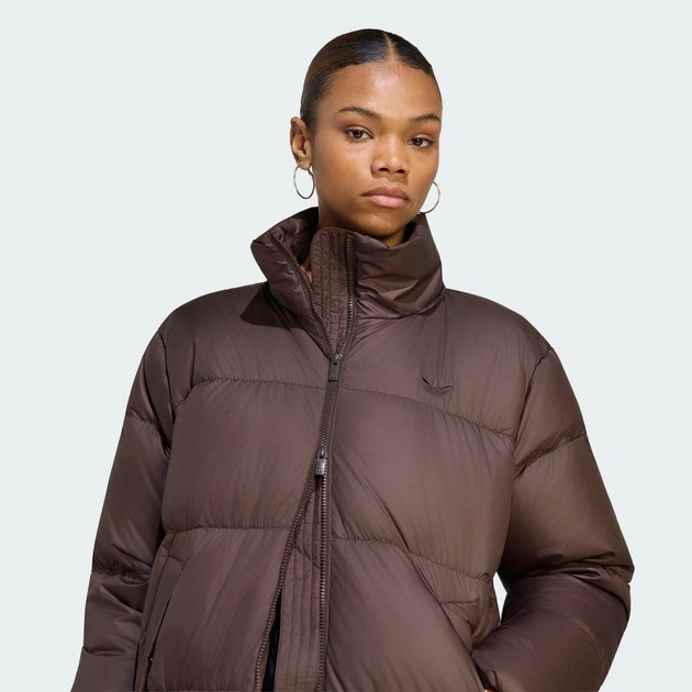 Женский пуховик ESS DOWN LONG adidas KR9572 (XL) коричневый (4069996370432) - изображение 4