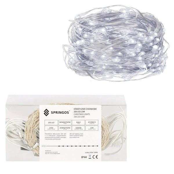 Світлодіодна гірлянда-нитка Springos CL0083 200 LED Холодний білий (5907719401188) - зображення 3