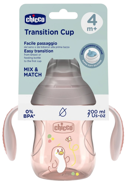 Kubek niekapek Chicco Transition Cup z miękkim ustnikiem 200 ml Różowy (8058664180097) - obraz 2