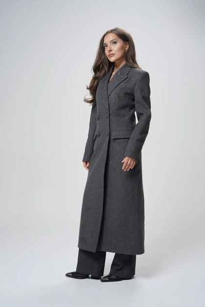 Жіноче приталене пальто кашемірове Зимове з утепленням Графіт XL - зображення 4