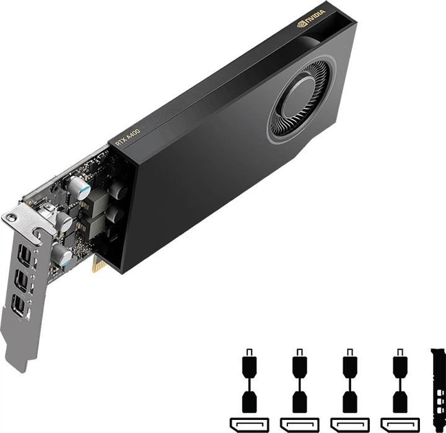 Відеокарта PNY RTX A400 4GB LP BOX (VCNRTXA400-PB) (GDDR6, 64 bit, PCI-E v4.0 x8) - зображення 7