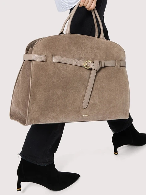 Torebka shopper damska zamszowa Coccinelle E1TLB180101-N59 Beżowa (800070363498) - obraz 2