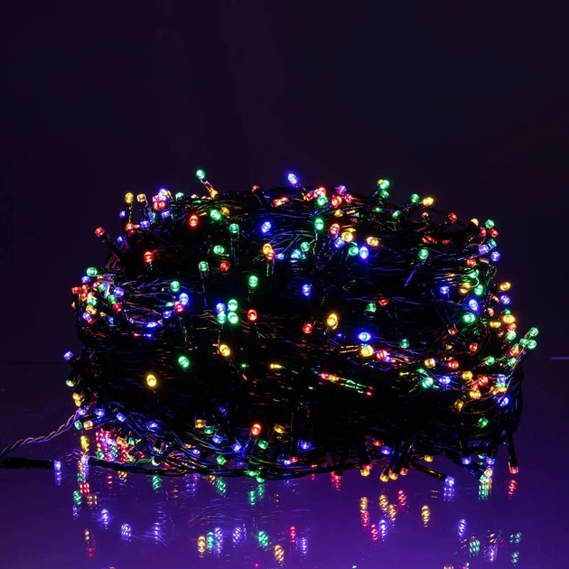 Уличная гирлянда Нить 100 м 1000 LED светодиодная гирлянда для улицы на дом дерево магазин черный провод Мультиколор - Фото 2 Уличная гирлянда Нить 100 м 1000 LED светодиодная гирлянда для улицы на дом дерево магазин черный провод Мультиколор - изображение 2