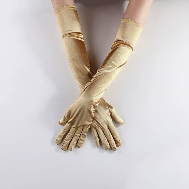 Довгі атласні рукавички honey fashion accessories s/m/l золотистий (30к048) - Фото 2 Довгі атласні рукавички honey fashion accessories s/m/l золотистий (30к048) - зображення 2