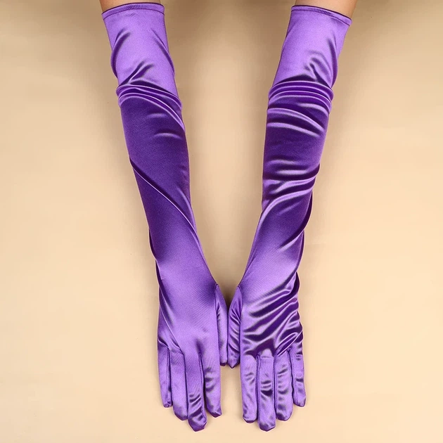 Довгі атласні рукавички honey fashion accessories s/m/l яскраво-фіолетовий (30к048) - зображення 2