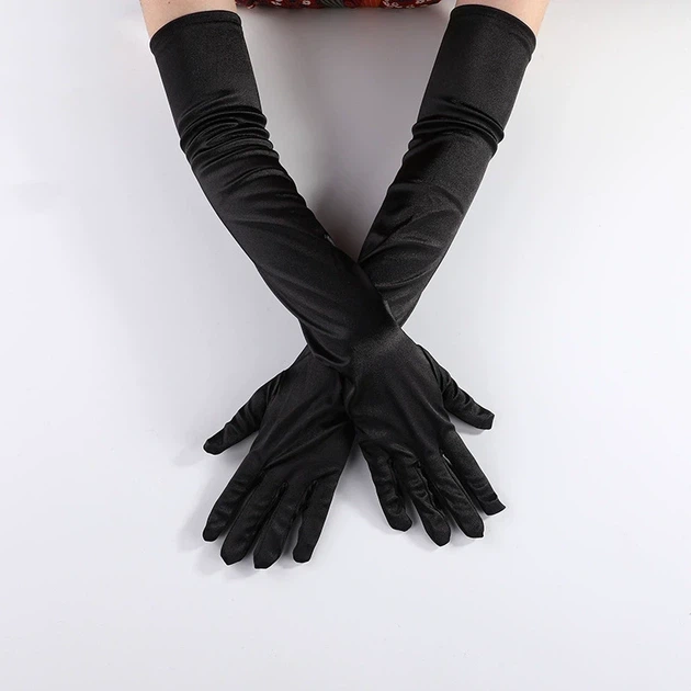 Довгі атласні рукавички honey fashion accessories s/m/l чорний (30к048) - Фото 2 Довгі атласні рукавички honey fashion accessories s/m/l чорний (30к048) - зображення 2