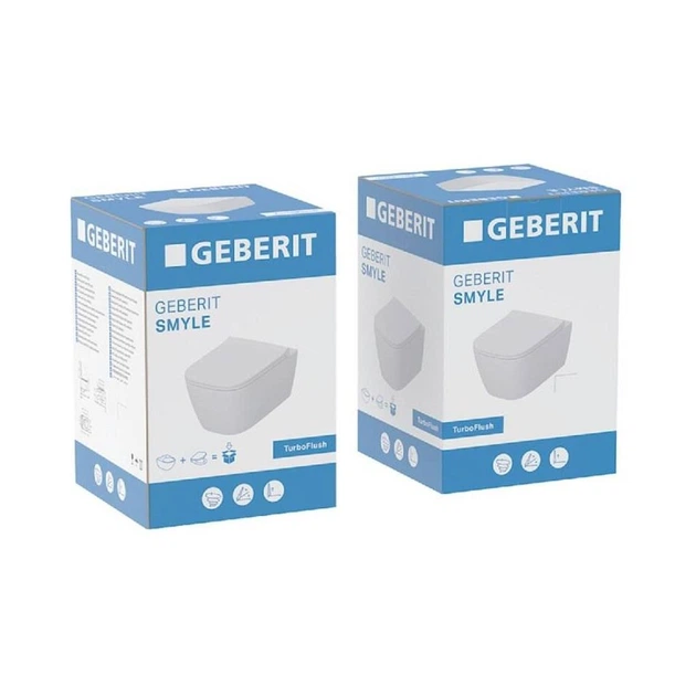 Подвесной унитаз Geberit Smyle Square 530x360 прямоугольный, с сиденьем, белый глянцевый (503.171.00.1) - изображение 6