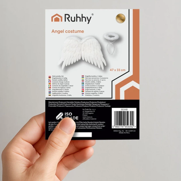 Крылья ангела Ruhhy 2 шт 50 x 35 см с нимбом White (5900779959392) - Фото 2 Крылья ангела Ruhhy 2 шт 50 x 35 см с нимбом White (5900779959392) - изображение 2