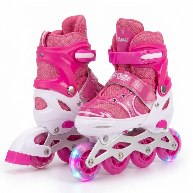 Детские раздвижные ролики розовые SP-Sport Skates 7811 размер 34-38 Pink-Light Pink - изображение 2
