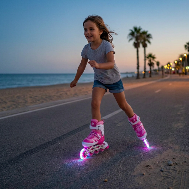 Детские раздвижные ролики розовые SP-Sport Skates 7811 размер 34-38 Pink-Light Pink - изображение 8