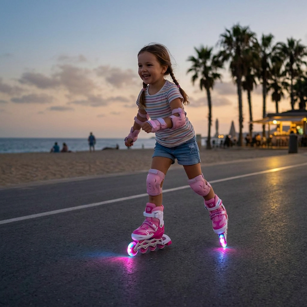 Детские раздвижные ролики розовые SP-Sport Skates 7811 размер 34-38 Pink-Light Pink - изображение 9