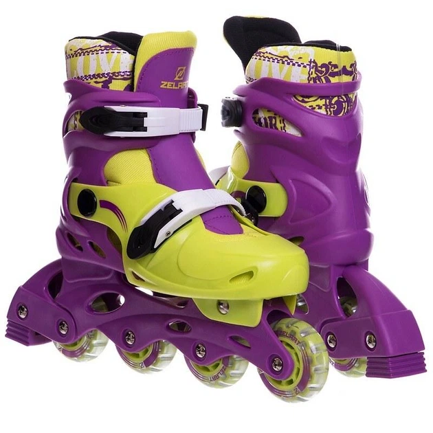 Детские раздвижные ролики с шлемом и защитой 3в1 SP-Sport 2920-1 размер 35-38 Purple-Yellow - Фото 2 Детские раздвижные ролики с шлемом и защитой 3в1 SP-Sport 2920-1 размер 35-38 Purple-Yellow - изображение 2
