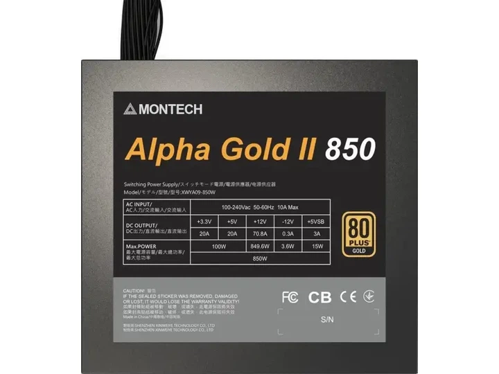Блок живлення Montech ALPHA GOLD II 850W OEM - изображение 2