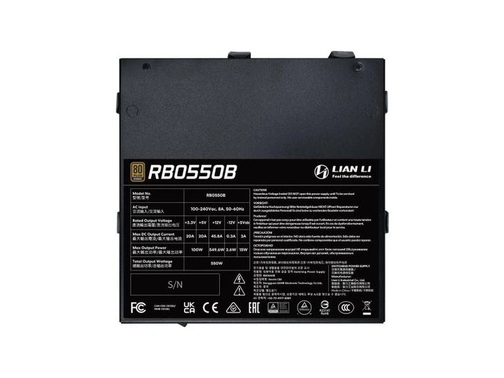 Блок живлення Lian Li RB Bronze 550 Black (G9P.RB0550B.B000.EU) - Фото 7 Блок живлення Lian Li RB Bronze 550 Black (G9P.RB0550B.B000.EU) - изображение 7