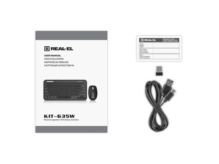 Комплект (клавіатура, миша) REAL-EL KIT-635W Wireless Bluetooth Black (EL123100057) - изображение 8