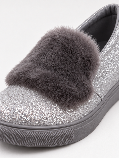 Слипоны женские серые с мехом Ok shoes 39 (XK0138) - Фото 2 Слипоны женские серые с мехом Ok shoes 39 (XK0138) - изображение 2