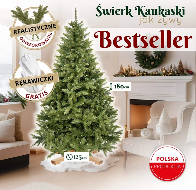 Штучна ялинка Springos Кавказька Premium 180 см Зелена (5907719493718) - Фото 5 Штучна ялинка Springos Кавказька Premium 180 см Зелена (5907719493718) - зображення 5