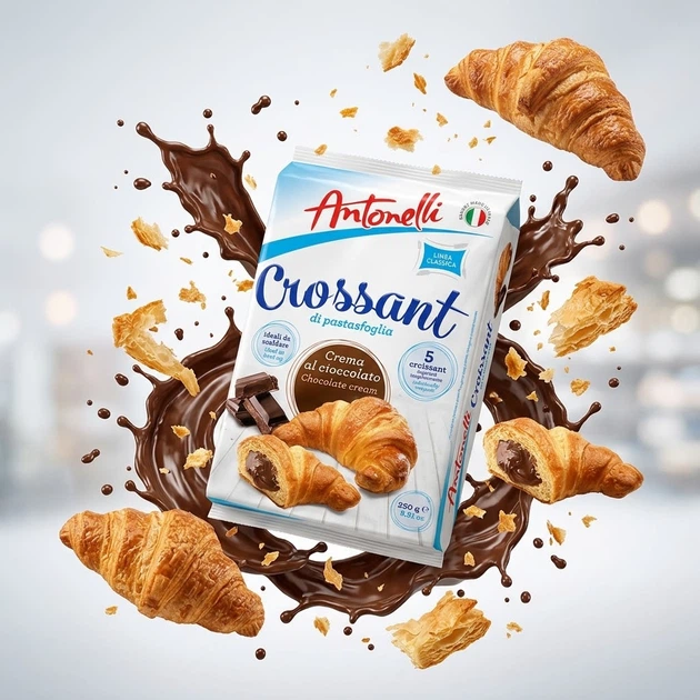 Круассаны с шоколадной начинкой Antonelli Croissant 250 г мягкая сладкая выпечка с какао для кофе чая и ежедневных перекусов - изображение 7