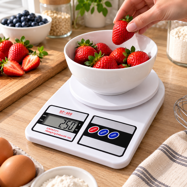 Весы кухонные электронные SF-400 Kitchen Scale до 7 кг кондитерские настольные (Электроник Китчен Скейл), Белые - изображение 9