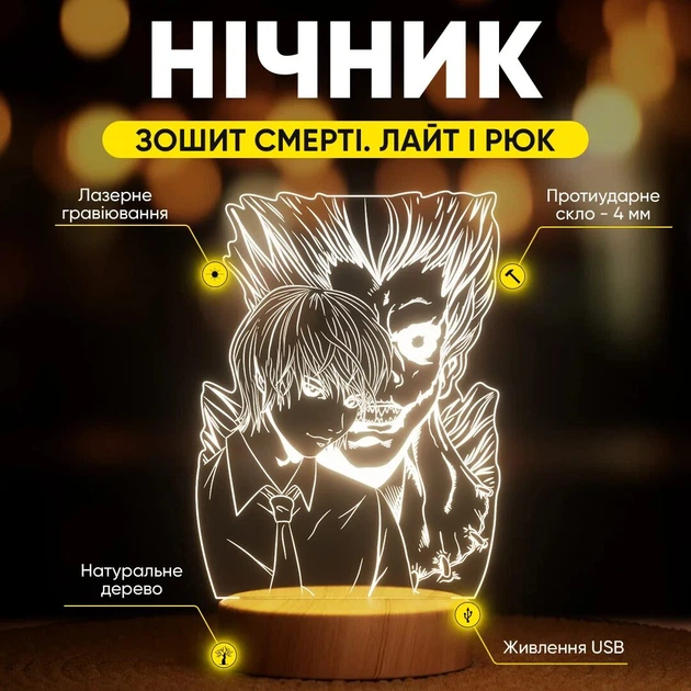 Светильник-ночник от USB «Тетрадь смерти. Лайт и Рюк» - изображение 2