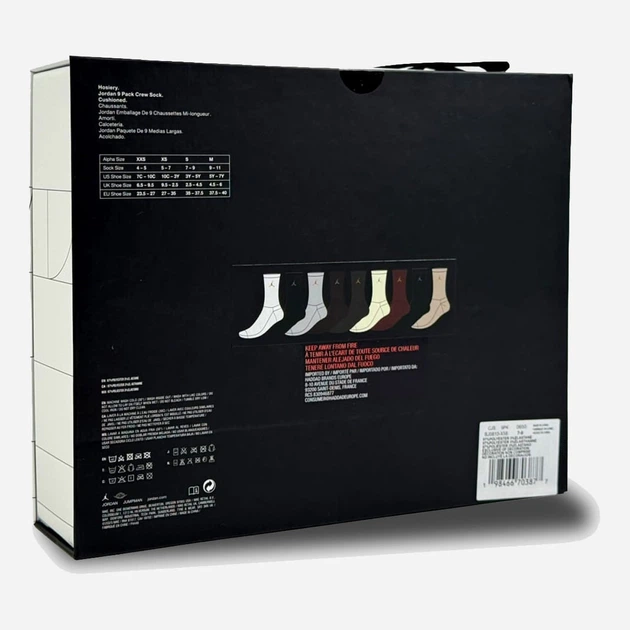 Набор женских носков высоких Jordan Jhn Jdn Holiday 9Pk Crew Gift BJ0810-X58 9 пар 35-38 Комбинированный (198466703877) - Фото 4 Набор женских носков высоких Jordan Jhn Jdn Holiday 9Pk Crew Gift BJ0810-X58 9 пар 35-38 Комбинированный (198466703877) - изображение 4