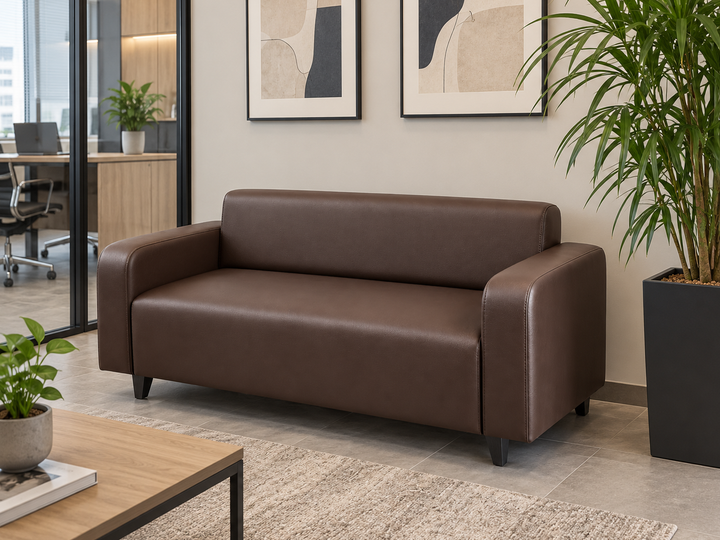 Диван офисный Tobi Sho Арне с подлокотниками 1880х700х740 мм, кожзам Bright Brown/2231 - изображение 3
