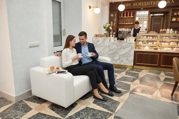 Диван офисный Tobi Sho Арне с подлокотниками 1380х700х740 мм, кожзам White/2300 - изображение 4
