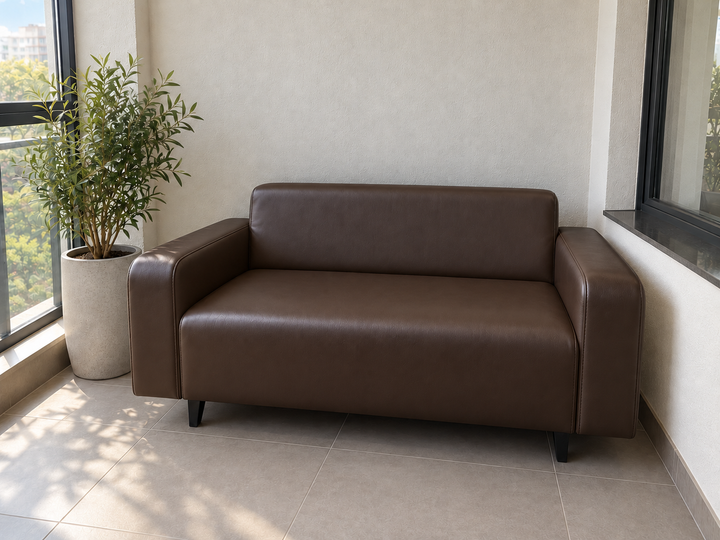 Диван офисный Tobi Sho Арне с подлокотниками 1580х700х740 мм, кожзам Brown/22311 - изображение 3